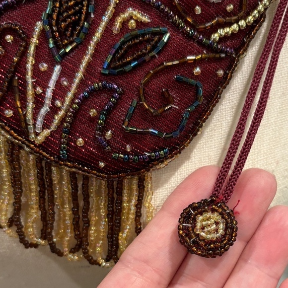 Vintage Y2K CJ Brand Beaded Drawstring Pouch Purse - Picture 4 of 7